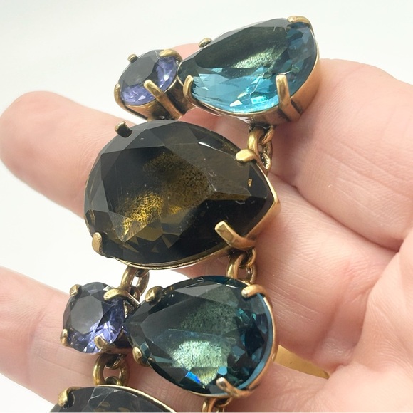 J. Crew Brown and Blue Jeweled Teardrop Bracelet - Picture 3 of 5